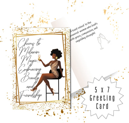 Cheers 2 You | Affirmation Greeting Card | Interior Message | Black Girl Greeting Card