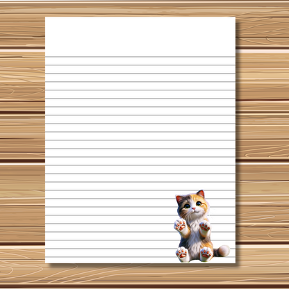 Adorable Kitty Cat Themed | 5 Sheet Stationery Set | + 1 PNG Sticker | Daily Planner, Calendar, Lined Sheets & Notes | Instant Download