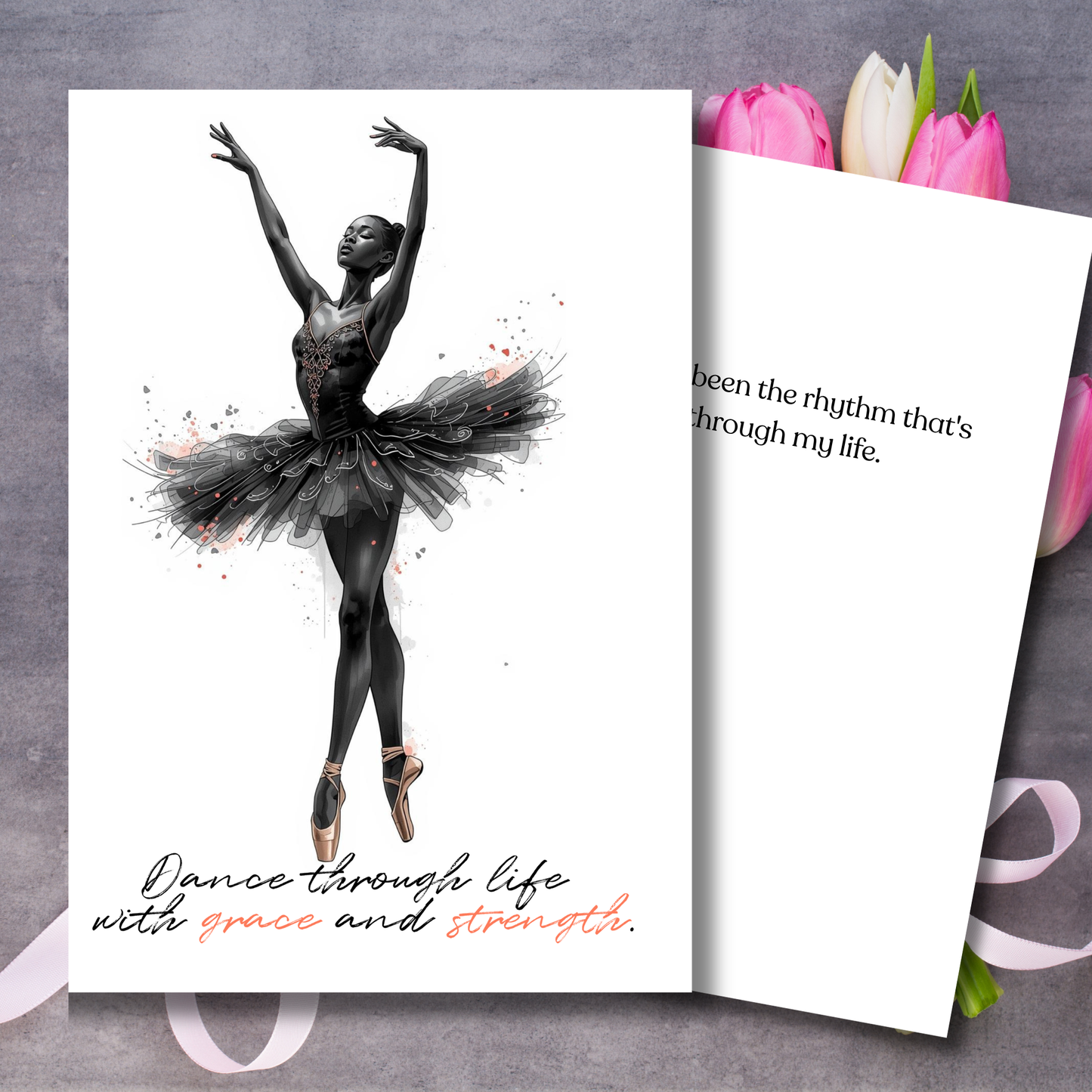 Black Ballerina Greeting Card