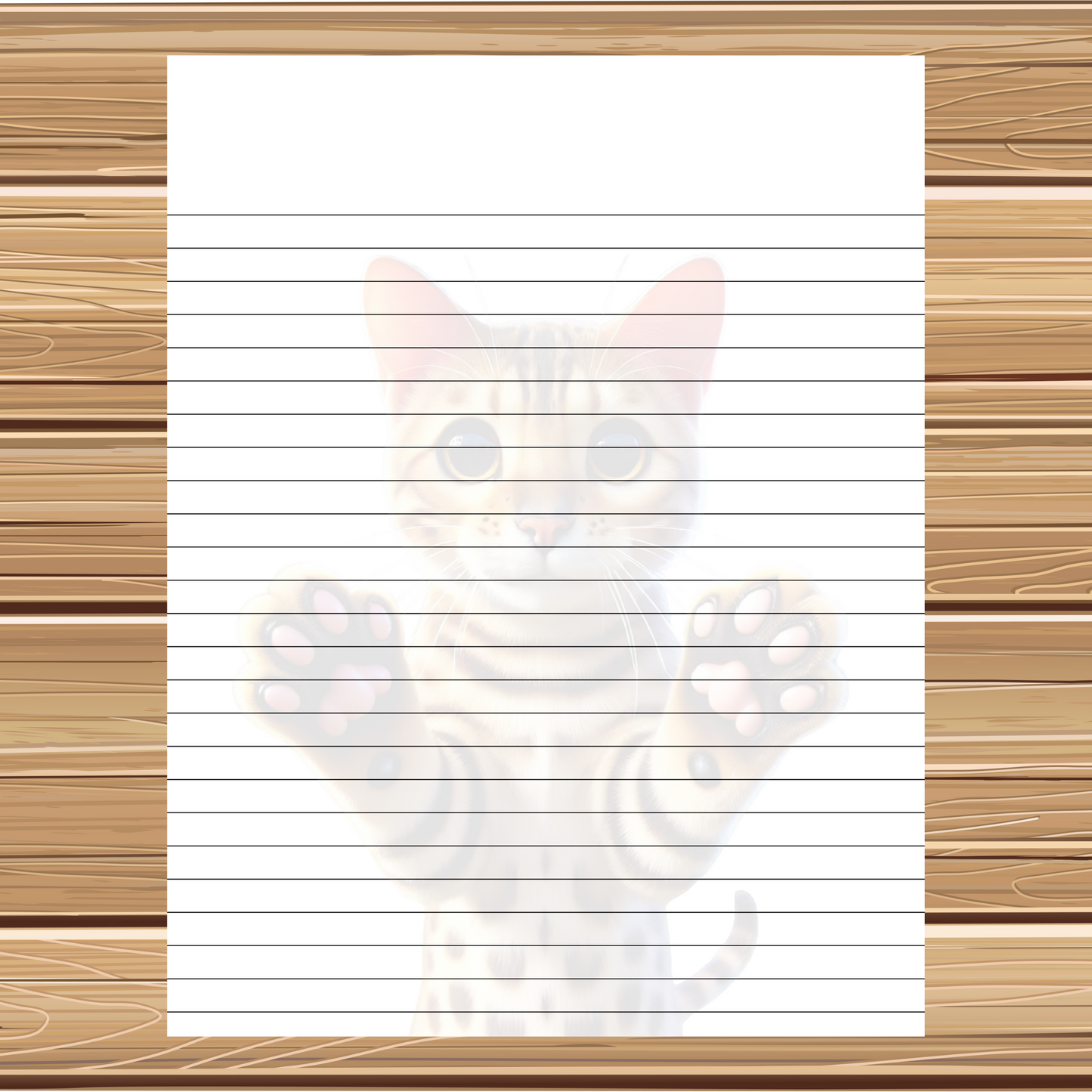 Super Cute Bengal Cat Themed | 5 Sheet Stationery Set | + 1 PNG Sticker | Daily Planner, Calendar, Lined Sheets & Notes | Instant Download