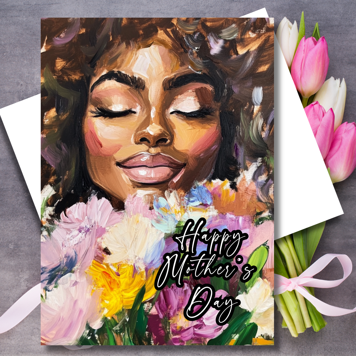 Stunning Floral Art Card for African American Moms