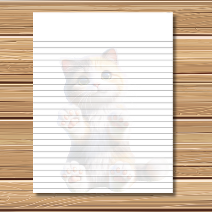 Adorable Kitty Cat Themed | 5 Sheet Stationery Set | + 1 PNG Sticker | Daily Planner, Calendar, Lined Sheets & Notes | Instant Download