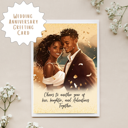 Happy Anniversary Love & Laughter | African American Wedding Anniversary Greeting Card | Black Celebration