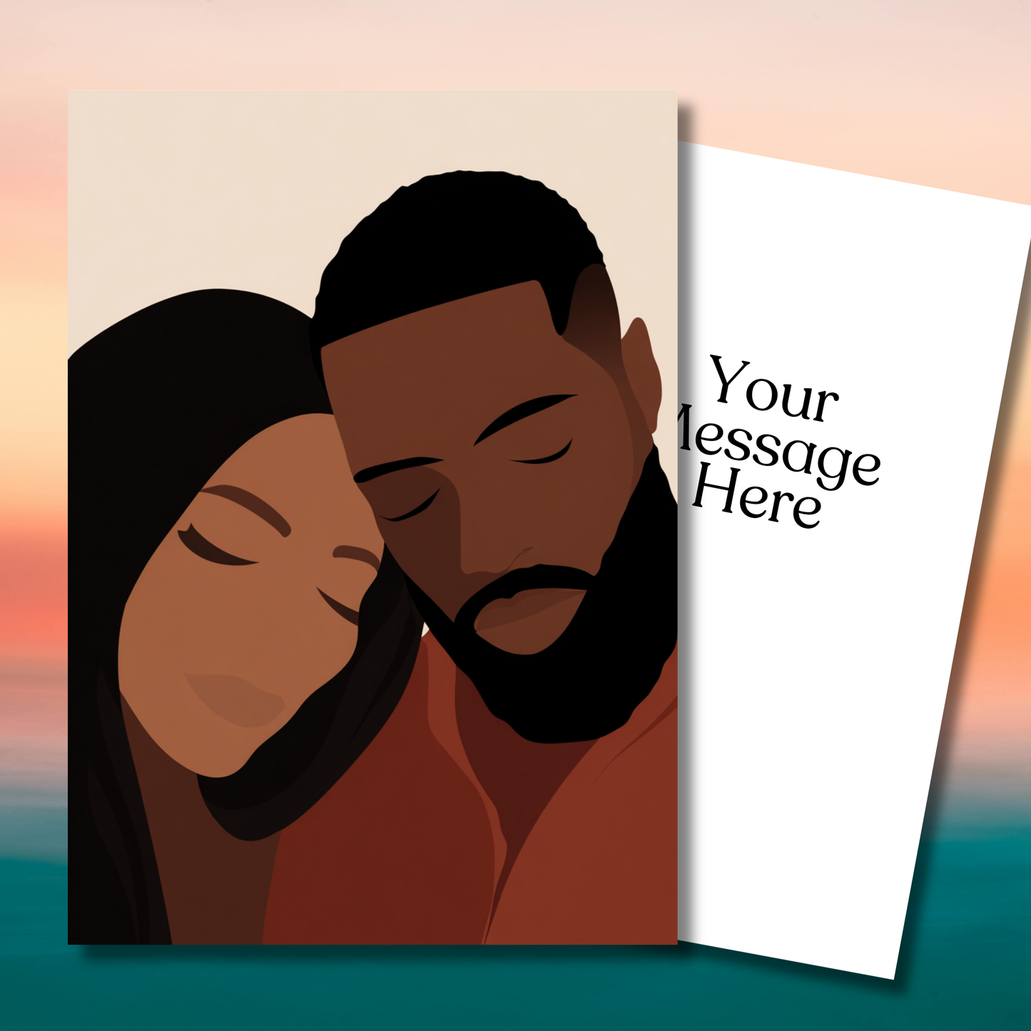 Holding Me Day Card | Black Couple