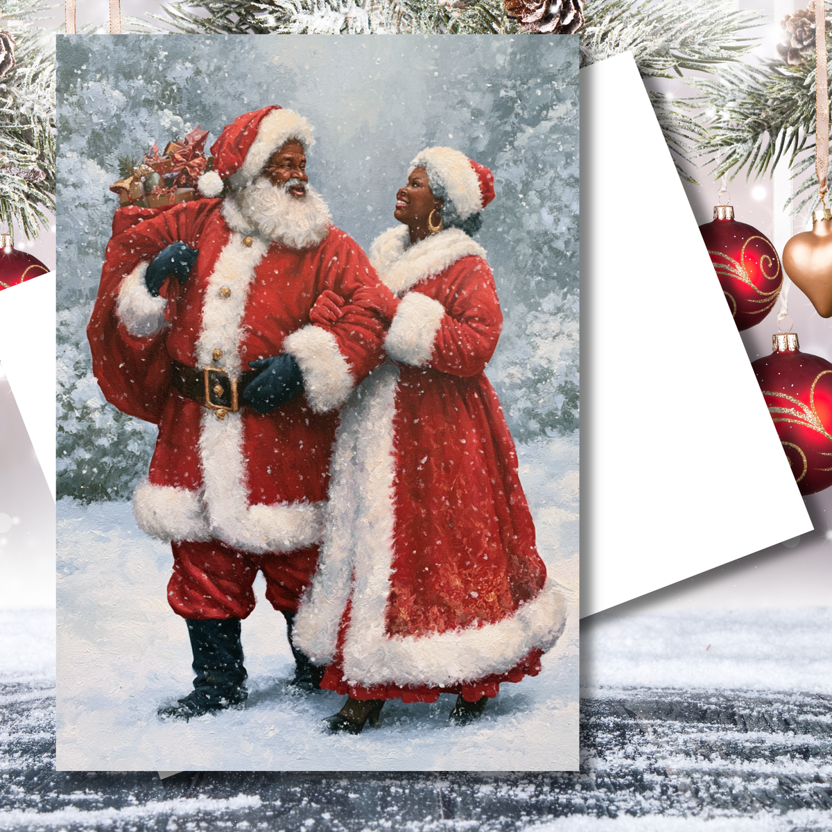Mr. and Mrs. Claus African American Greeting Card
