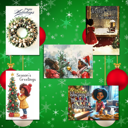 Holiday Christmas Card Bundle | 10 Assorted African American Christmas Greeting Cards