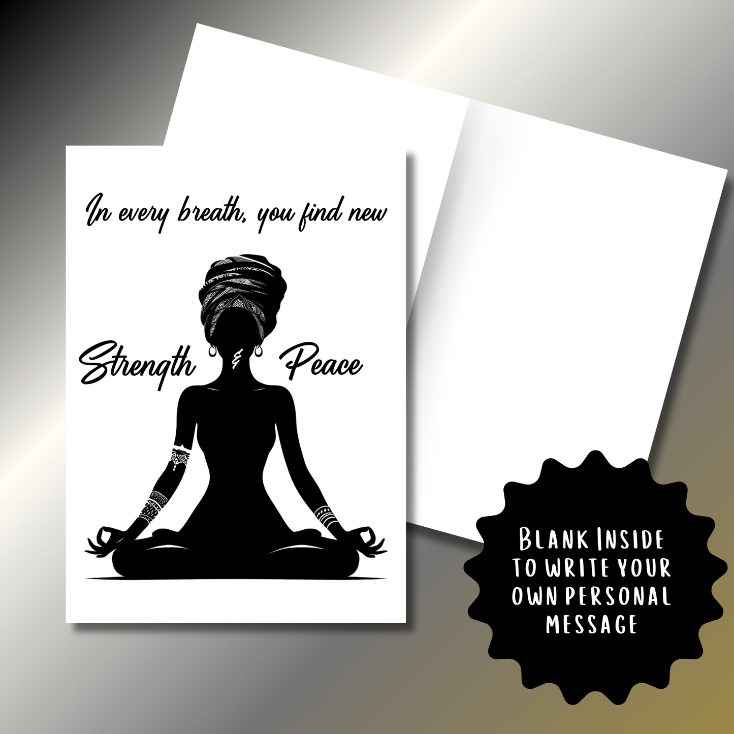 Peace and Strength Affirmation Note Card | Affirmation Greeting Card | Blank Inside | Black Girl Greeting Card