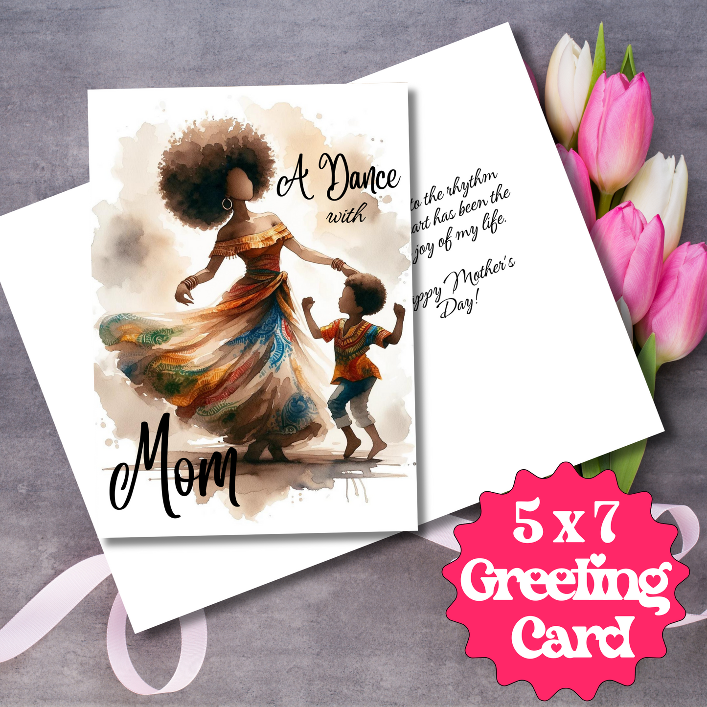 Black Mom Magic, Mom & Son Mother's Day Card | African American Greeting Card | Optional Interior Message