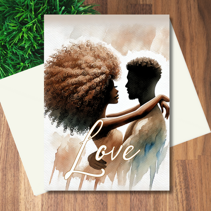 Black Love Valentines Day Love Card | Black Couple Greeting Card | Blank Inside | Black Girl Greeting Card