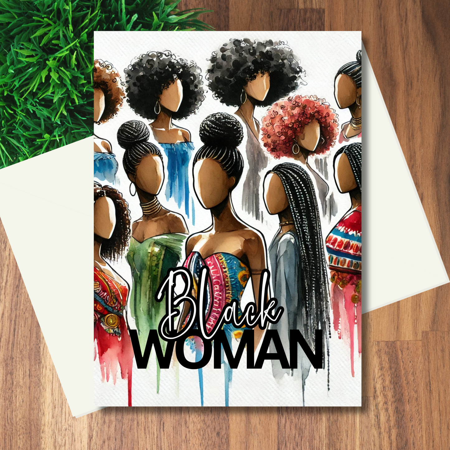 Black Woman Blank Greeting Note Card | Black Girl Greeting Card | Black Girl Greeting Card | Blank Inside | Black Girl Greeting Card