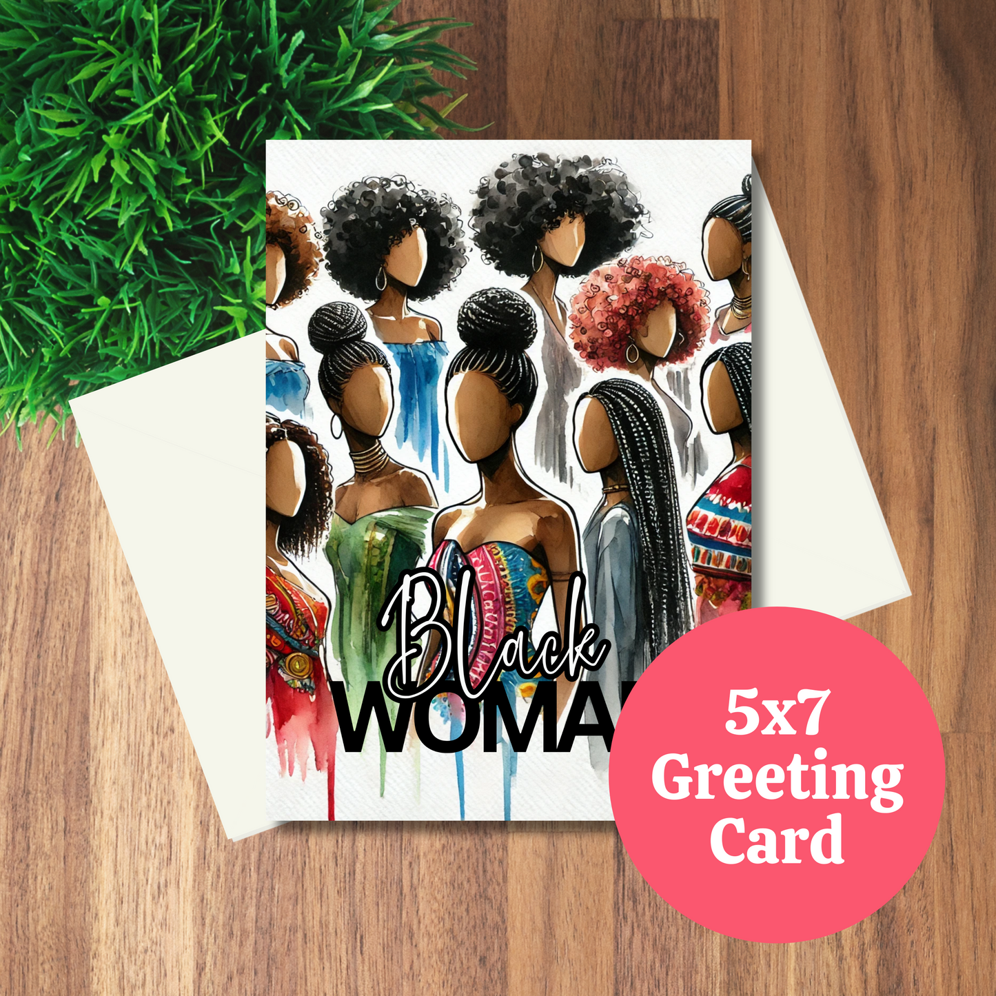 Black Woman Blank Greeting Note Card | Black Girl Greeting Card | Black Girl Greeting Card | Blank Inside | Black Girl Greeting Card