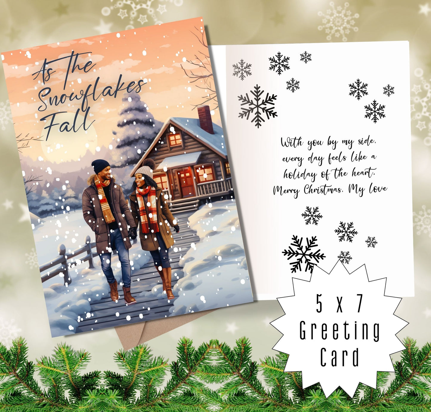 As the Snow Falls | Christmas Greeting Card | with Interior Message