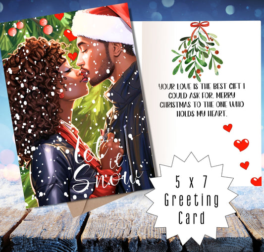 Let it Snow | Black Couple Card | Christmas Greeting Card | with Interior Message