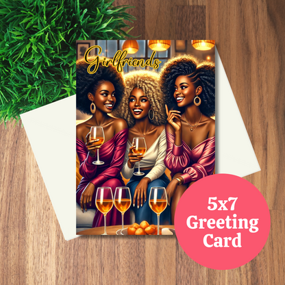 Girlfriends Galentine's Day Card Black Girl Greeting Card | Black Girl Greeting Card | Blank Inside | Black Girl Greeting Card