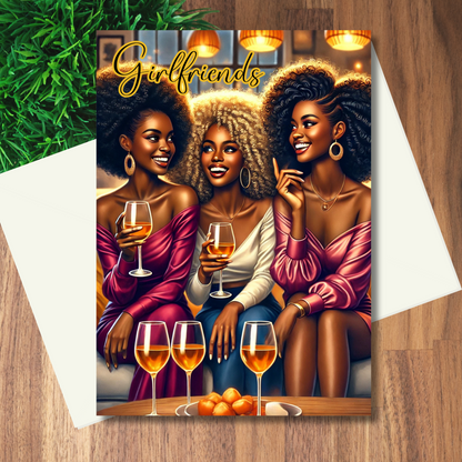 Girlfriends Galentine's Day Card Black Girl Greeting Card | Black Girl Greeting Card | Blank Inside | Black Girl Greeting Card