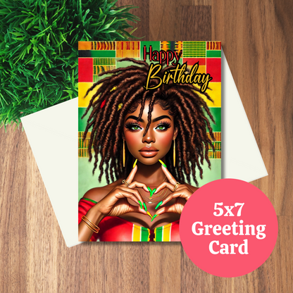 Happy Birthday Greeting Card | Black Girl Greeting Card | Blank Inside | Black Girl Greeting Card