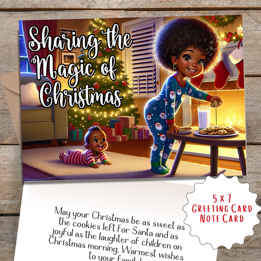 Sharing the Magic of Christmas | African American Christmas Greeting Card | with Interior Message