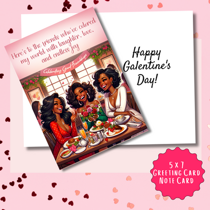 Happy Galentines Day on Galentine's Day Card | African American Greeting Card | with Interior Message
