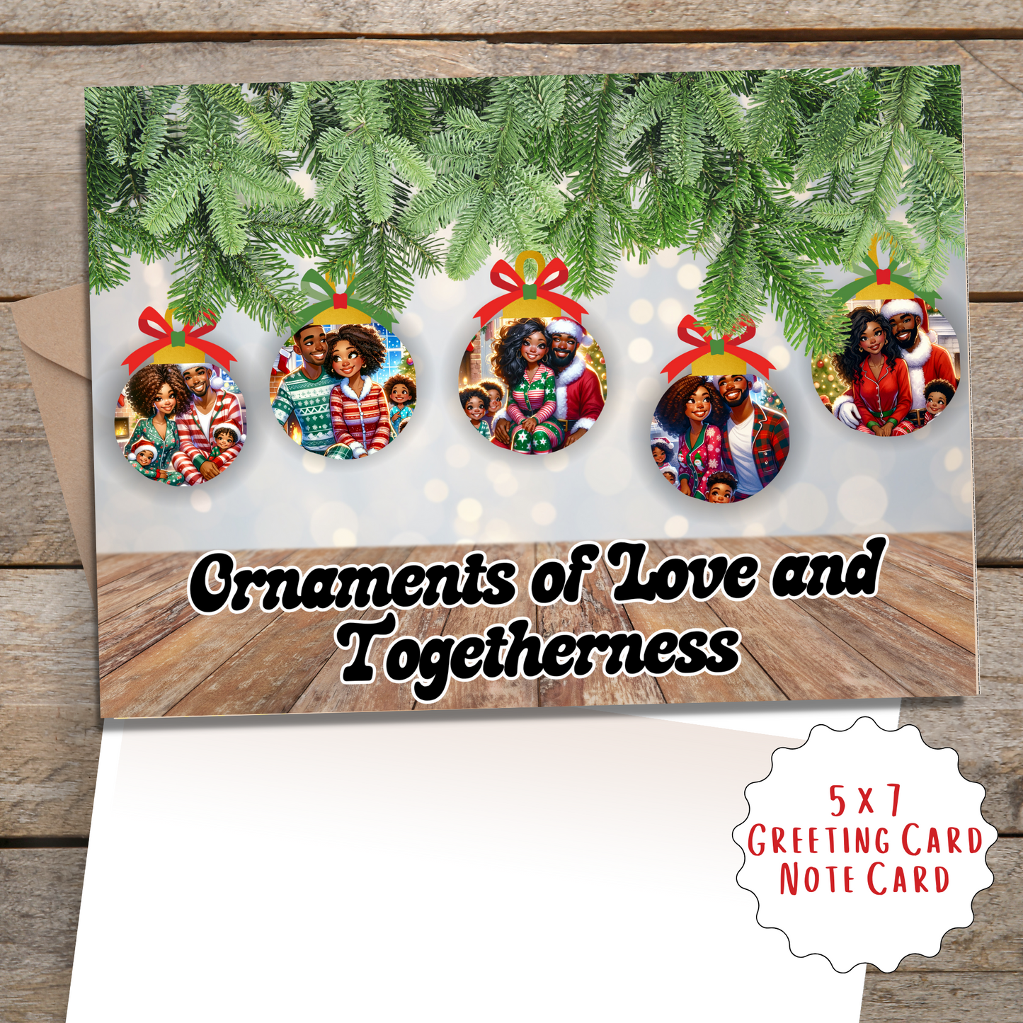 Ornaments of Love and Togetherness | African American Christmas Greeting Card | with Interior Message