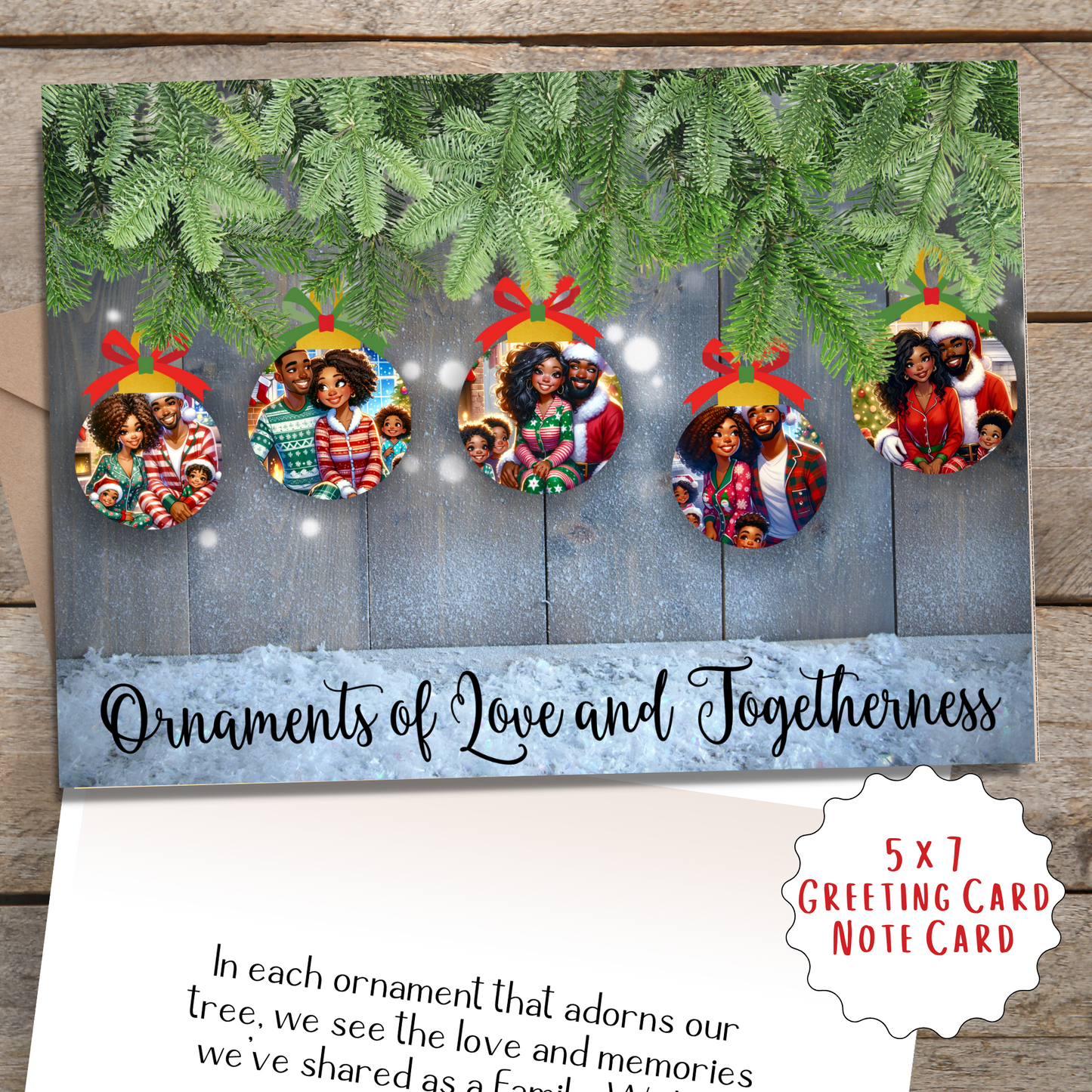 Ornaments of Love | African American Christmas Greeting Card | with Interior Message