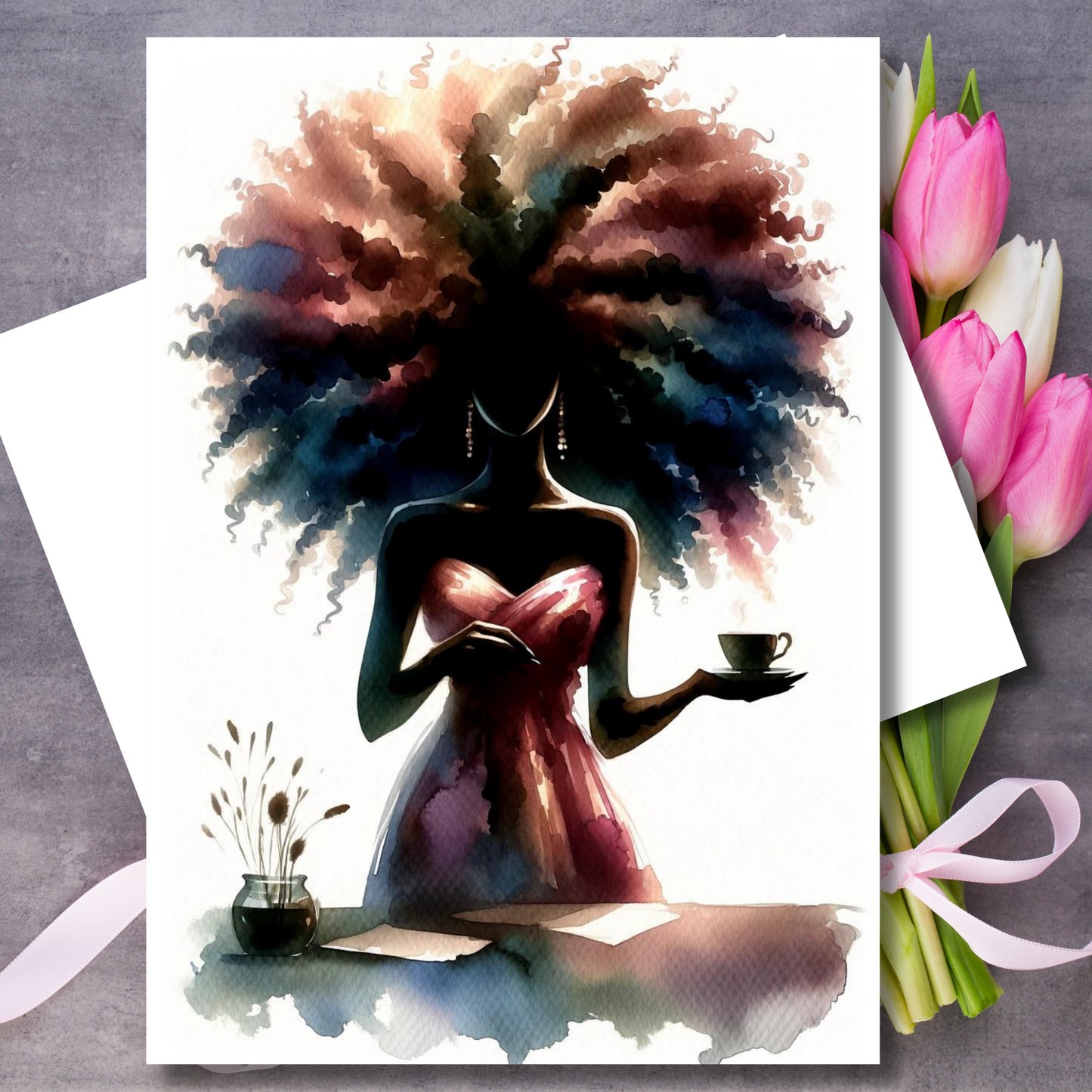 African American Mothers Day Card for Mom & Auntie | African American Greeting Card | Optional Interior Message