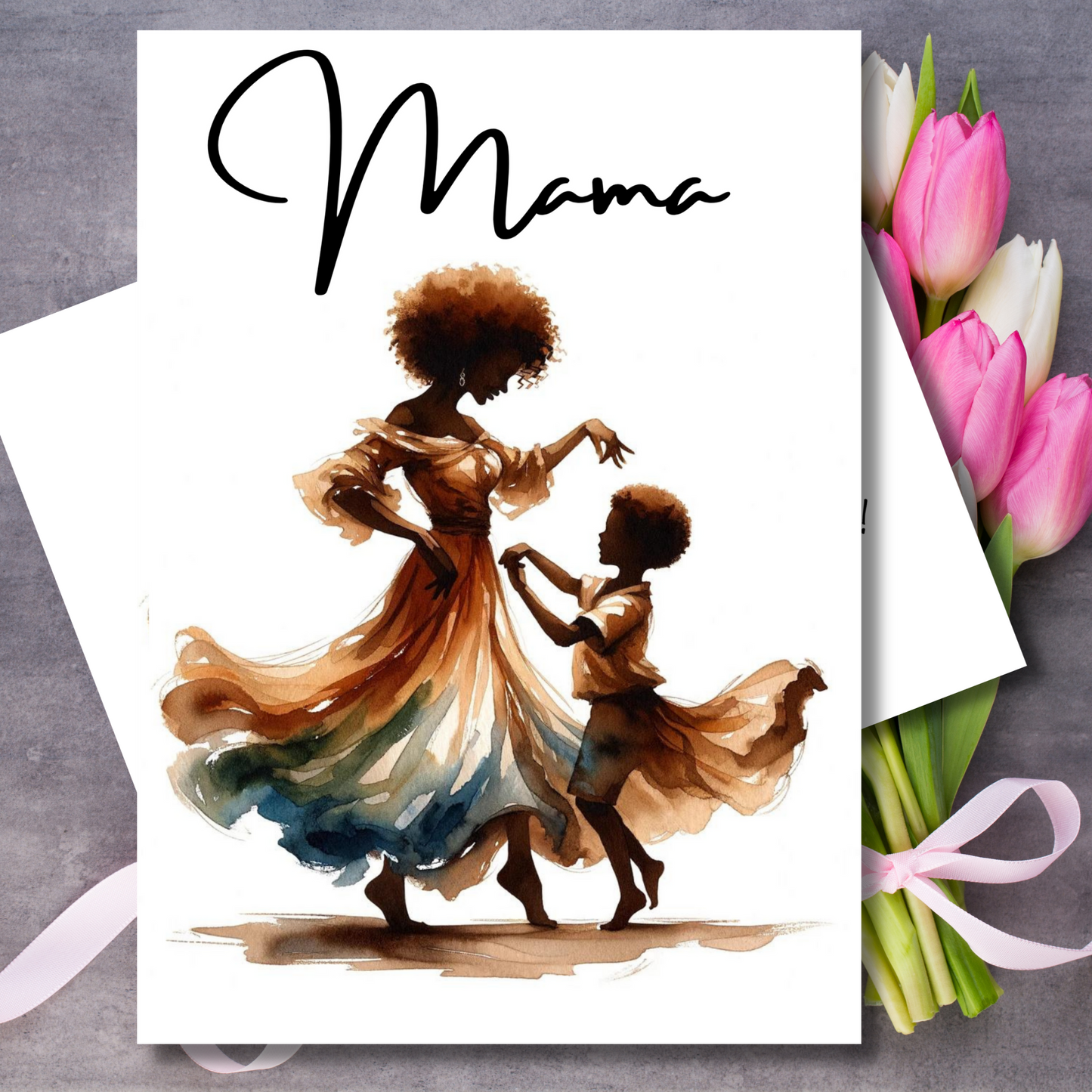 Mama | Mom and Son Mother's Day Card | Black Mom Magic | African American Greeting Card | Interior Message