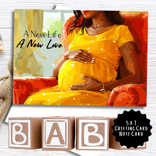 New Love Baby Shower New Baby Greeting Card Black Woman | Affirmation Greeting Card | Blank Inside | Black Girl Greeting Card