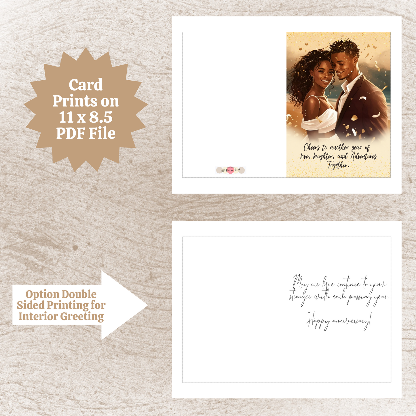 Love & Laughter | African American | Black Love | Anniversary Greeting | Printable | Interior Quote | Greeting Card Digital Self Printing / Text / Email Share