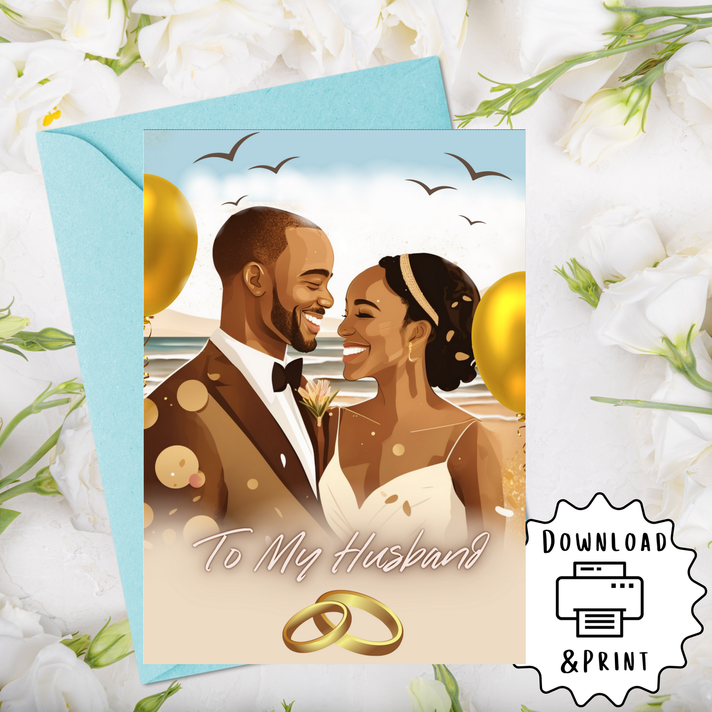 Two Hearts | African American | Black Love | Anniversary Greeting Card | Printable | Interior Quote | Greeting Card Digital Self Printing / Text / Email Share