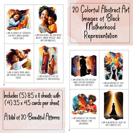 Affirmation Cards | For Black Single Moms (Set #2) | 20 Printable Positive Quotes | Black Girl Inspiration | Manifestation Card | Digital Download