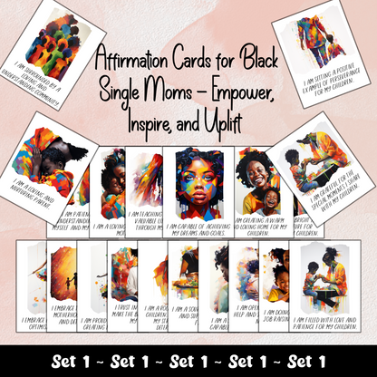Affirmation Cards | For Black Single Moms (Set #1) | 20 Printable Positive Quotes | Black Girl Inspiration | Manifestation Card | Digital Download