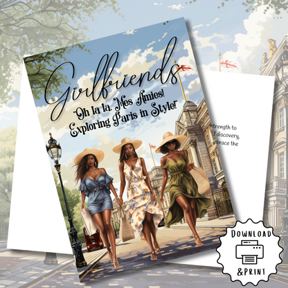 Girlfriends in Paris | Affirmation Greeting Card | Printable | Interior Quote | Greeting Card Digital Self Printing / Text and Email Share