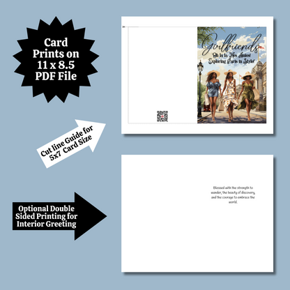 Girlfriends in Paris | Affirmation Greeting Card | Printable | Interior Quote | Greeting Card Digital Self Printing / Text and Email Share