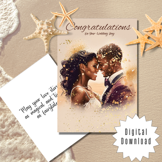 On Your Wedding Day| African American | Black Love | Wedding Greeting Card | Printable | Interior Quote | Digital | Self Printing / Text / Email Share