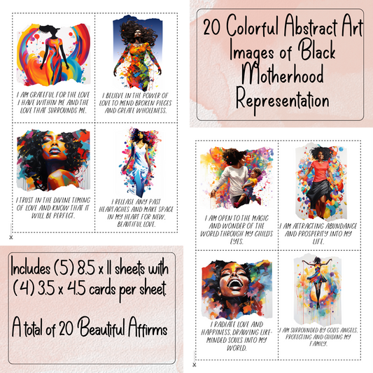 Affirmation Cards | For Black Single Moms (Set #3) | 20 Printable Positive Quotes | Black Girl Inspiration | Manifestation Card | Digital Download