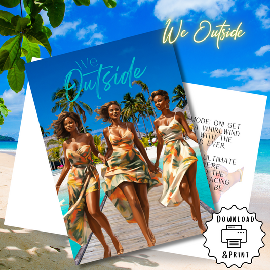 Celebrate Being Outside with Friends | Black Girl | Printable Card | Interior Msg | Digital Greeting Card | Self-Print / Text / Email Share