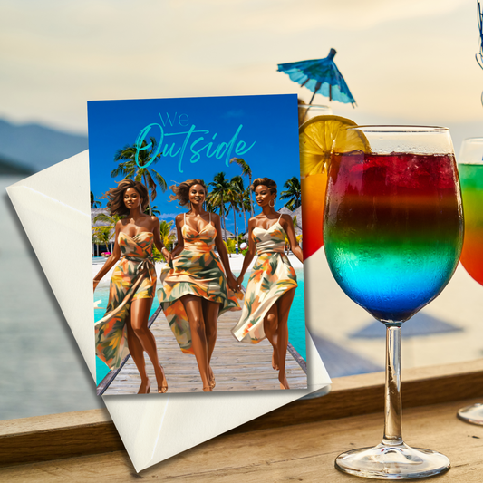 Celebrate Being Outside with Friends | Black Girl | Printable Card | Interior Msg | Digital Greeting Card | Self-Print / Text / Email Share