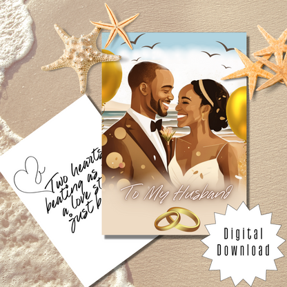 Two Hearts | African American | Black Love | Anniversary Greeting Card | Printable | Interior Quote | Greeting Card Digital Self Printing / Text / Email Share