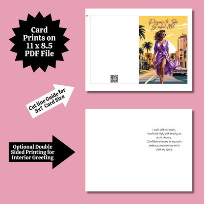 Prepare to be Sick of Me Affirmation Greeting Card | Black Girl | Printable | Interior Msg | Digital Card | Self-Print / Text / Email Share