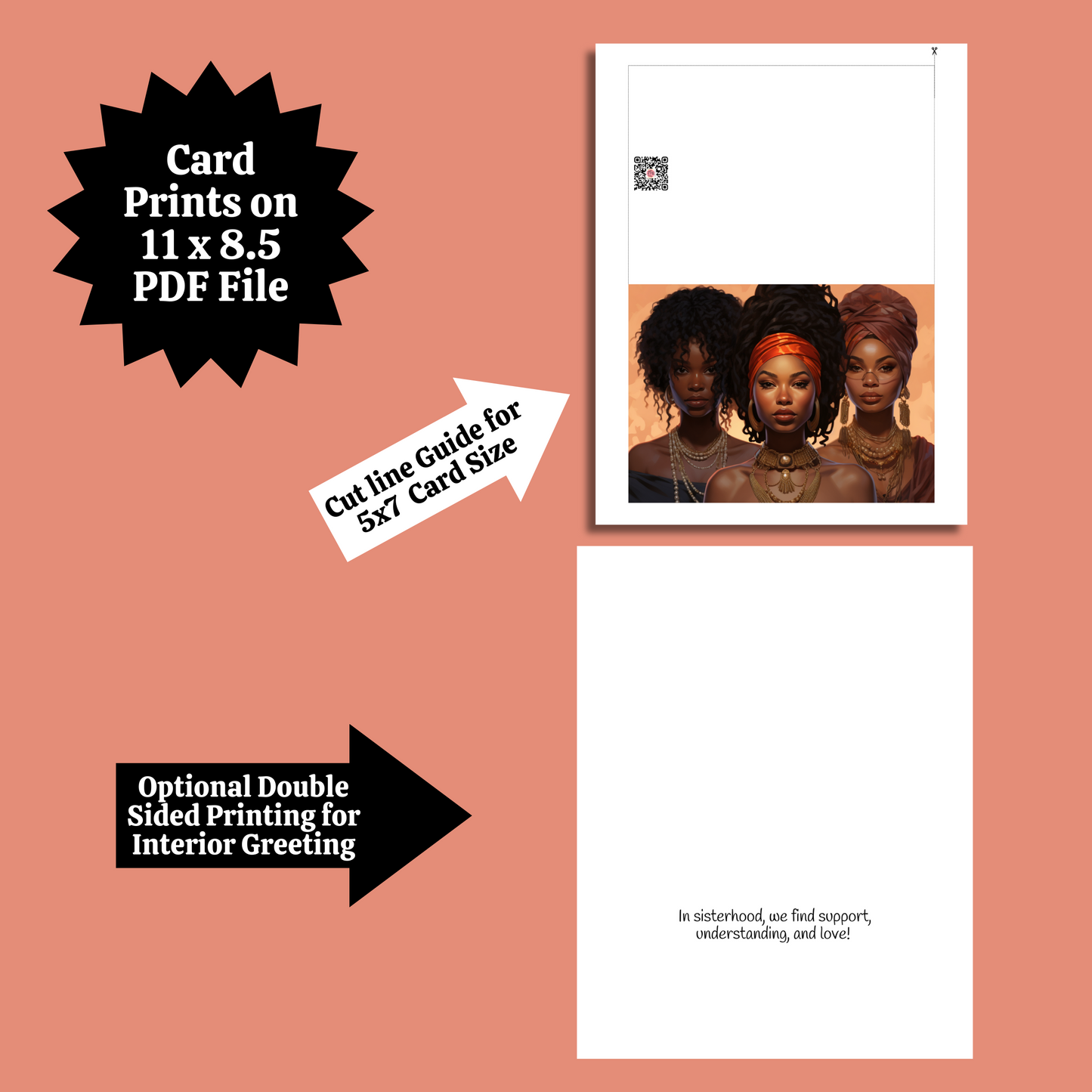 Three Queens | Affirmation Greeting Card | Printable | Interior Quote | All Occasions | Digital File | DIY Print / Text or Email Share