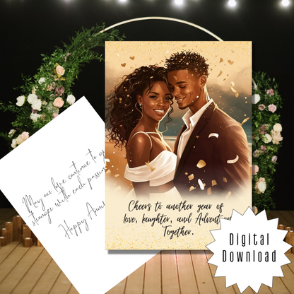 Love & Laughter | African American | Black Love | Anniversary Greeting | Printable | Interior Quote | Greeting Card Digital Self Printing / Text / Email Share