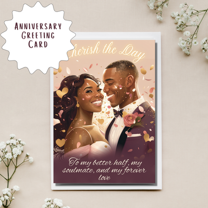 Cherish the Day | Black Love | Wedding Greeting | Printable | Interior Quote | Greeting Card Digital Self Printing / Text / Email Share