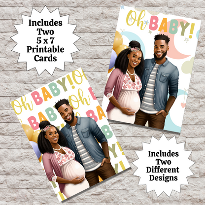 Baby Shower| Oh Baby | Black Baby Celebration | Printable | Interior Quote | Greeting Card Digital Self Printing / Text / Email Share