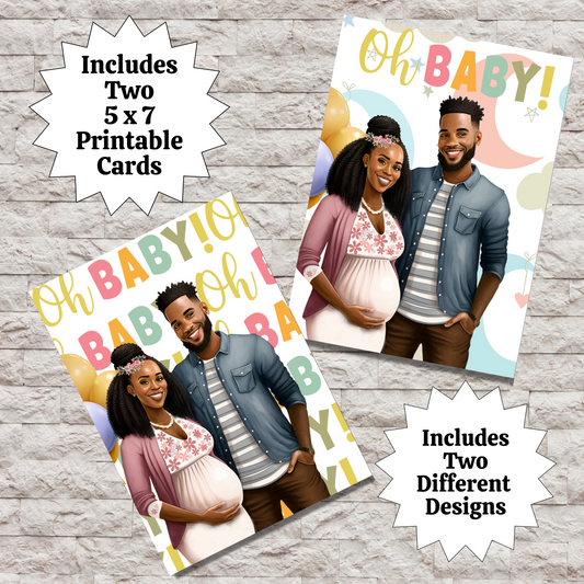 Baby Shower| Oh Baby | Black Baby Celebration | Printable | Interior Quote | Greeting Card Digital Self Printing / Text / Email Share