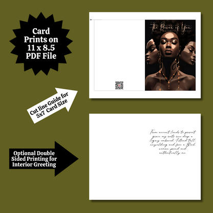 Power of You Affirmation Card | Black Girl | Printable Card | Interior Msg | Digital Greeting Card | Self-Print / Text / Email Share