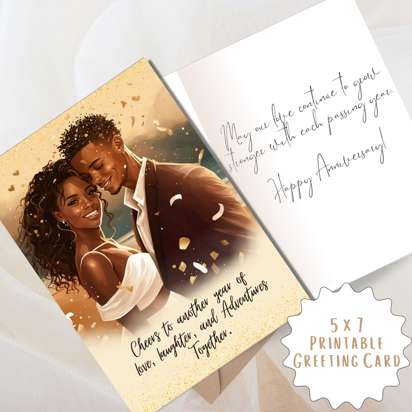 Love & Laughter | African American | Black Love | Anniversary Greeting | Printable | Interior Quote | Greeting Card Digital Self Printing / Text / Email Share