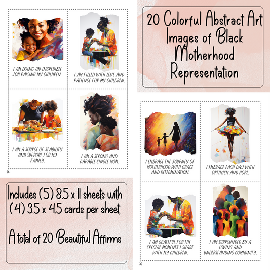 Affirmation Cards | For Black Single Moms (Set #1) | 20 Printable Positive Quotes | Black Girl Inspiration | Manifestation Card | Digital Download