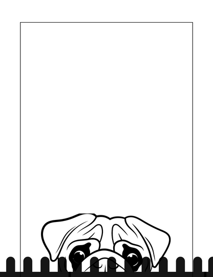 Pug puppy Dog Printable Stationery, 1 set of Digital/ Printable Designs. 1 Size 8.5x11 pdf format for Download |  Lined and Unlined