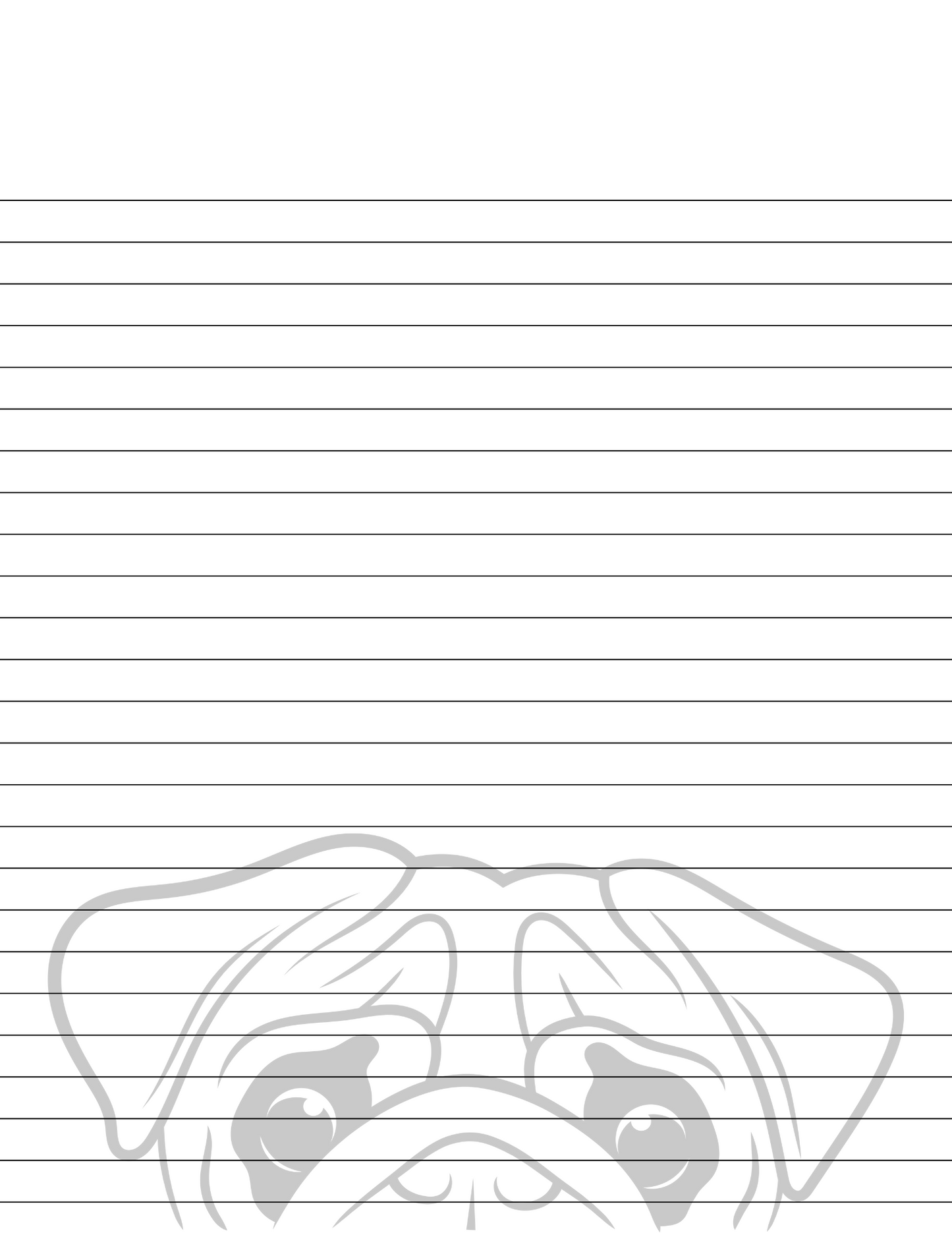 Pug puppy Dog Printable Stationery, 1 set of Digital/ Printable Designs. 1 Size 8.5x11 pdf format for Download |  Lined and Unlined