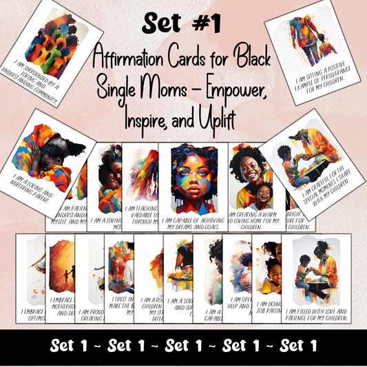 Affirmation Cards | For Black Single Moms (Set #1) | 20 Printable Positive Quotes | Black Girl Inspiration | Manifestation Card | Digital Download